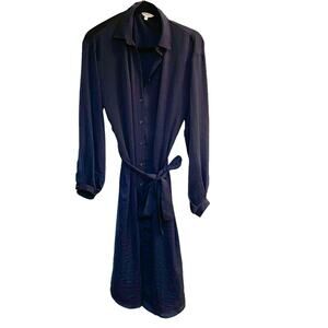 Moussy Navy Blue Satin Shirtdress